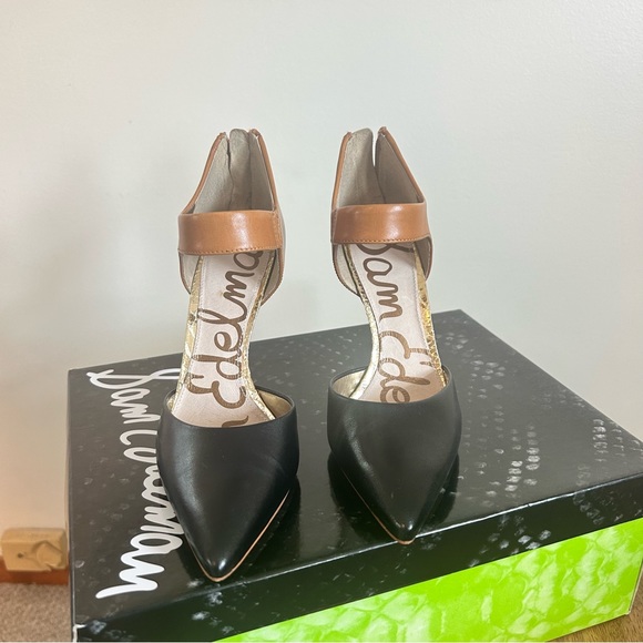 Sam Edelman DELLA, Black Camel with Gold Leather heel pumps Size 4 M - Picture 2 of 8